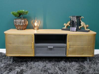 Product photograph of Dutch Metal 2 Door 1 Drawer Tv Cabinet from Choice Furniture Superstore