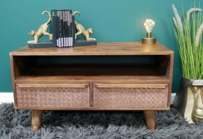 Product photograph of Dutch Mango Wood 2 Drawer Tv Cabinet from Choice Furniture Superstore