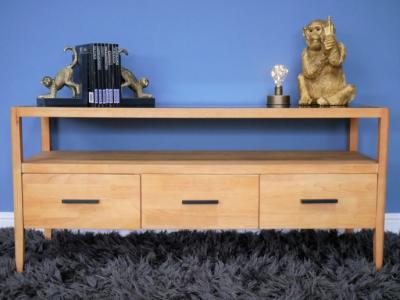 Product photograph of Dutch Rubber Wood 3 Drawer Tv Cabinet from Choice Furniture Superstore