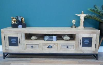 Product photograph of Dutch Mango Wood 2 Door 3 Drawer Tv Cabinet from Choice Furniture Superstore