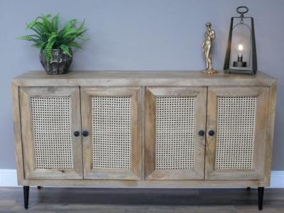 Product photograph of Dutch Rattan Acacia Wood 4 Door Sideboard from Choice Furniture Superstore