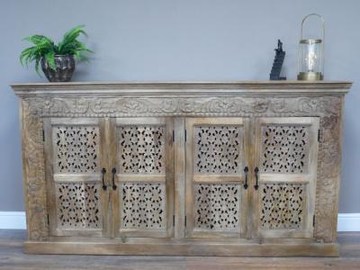 Product photograph of Dutch Mango Wood 4 Door Carved Large Sideboard from Choice Furniture Superstore