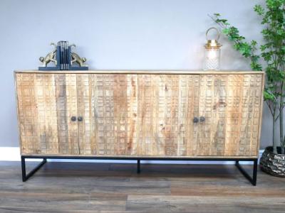 Product photograph of Dutch Mango Wood 4 Door Large Sideboard from Choice Furniture Superstore