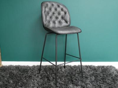 Dutch Dark Grey Faux Leather Bar Stool Sold In Pairs 8003