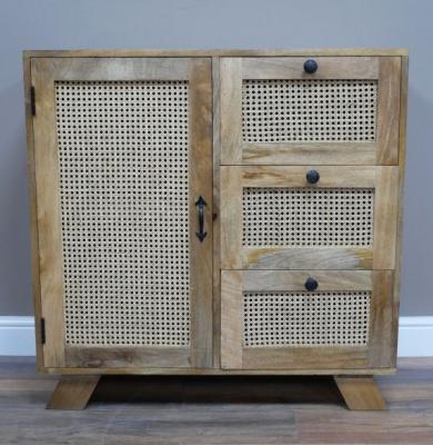 Product photograph of Dutch Rattan 1 Door 3 Drawer Storage Cabinet from Choice Furniture Superstore