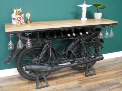 Product photograph of Dutch Recycled Mango Wood Motorbike Bar from Choice Furniture Superstore