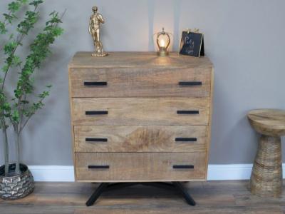 Product photograph of Dutch Industrial Mango Wood 4 Drawer Chest from Choice Furniture Superstore