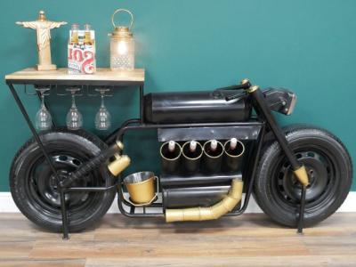Product photograph of Dutch Mango Wood And Iron Motorbike Bar from Choice Furniture Superstore