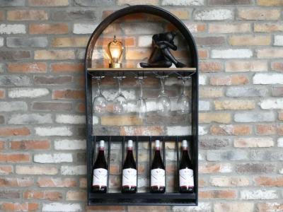 Dutch Black Metal 9 Bottle Wine Wall Unit 9361