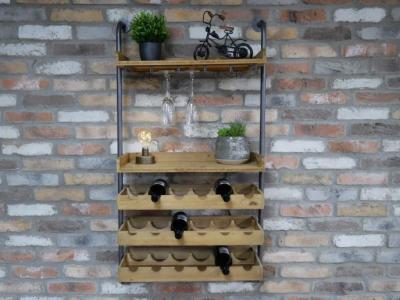 Dutch Metal And Fir Wood Wine Wall Unit