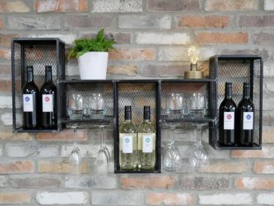 Product photograph of Dutch Black Metal Wine Wall Cabinet from Choice Furniture Superstore