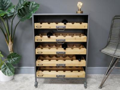 Product photograph of Dutch Metal And Fir Wood 5 Drawer Wine Cabinet from Choice Furniture Superstore