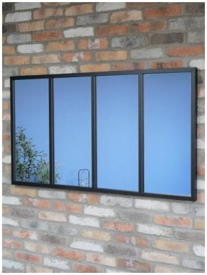 Industrial Black Metal Rectangular Mirror