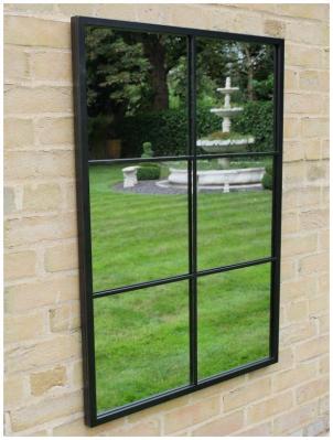 Product photograph of Black Metal Garden Mirror from Choice Furniture Superstore