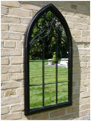 Product photograph of Garden Black Arch Mirror - 7393 from Choice Furniture Superstore