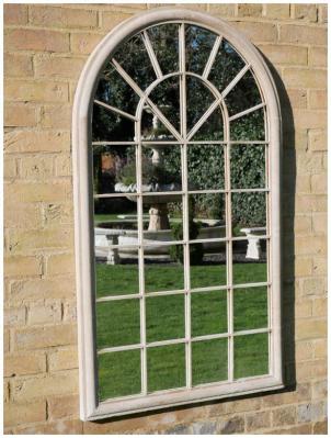 Product photograph of Rustic Cream Arch Garden Mirror from Choice Furniture Superstore