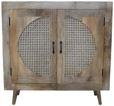 Acacia Wood and Rattan Storage Cabinet