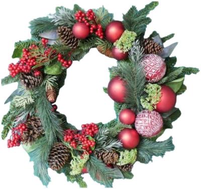 Product photograph of Artificial Red Bauble Wreath Set Of 2 from Choice Furniture Superstore