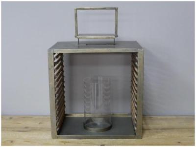 Product photograph of Fir Wood And Metal Lantern - 8291 Pack Of 2 from Choice Furniture Superstore