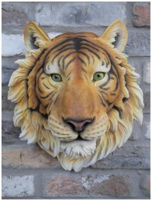 Product photograph of Small Tiger Head Wall Decoration Set Of 2 from Choice Furniture Superstore