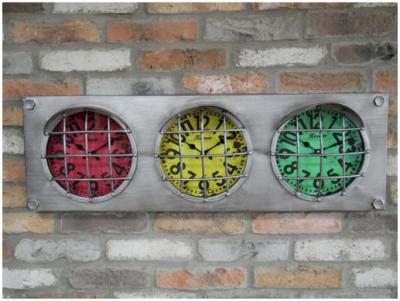 Product photograph of Traffic Light Metal Clock Pack Of 2 from Choice Furniture Superstore