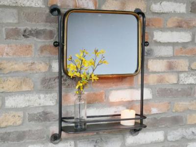Product photograph of Metal Mirror With Shelf - Set Of 2 from Choice Furniture Superstore