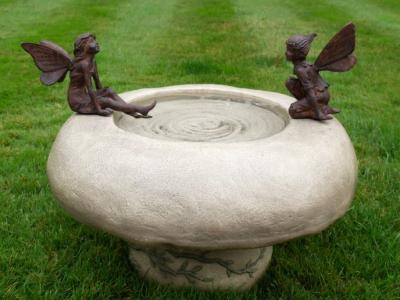 Image of Bird Bath with Fairies