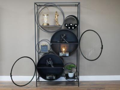 Product photograph of Dutch Round Glass Door Retro Display Cabinet from Choice Furniture Superstore