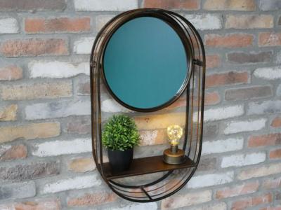 Dutch Round Mirror With Shelf Set Of 2