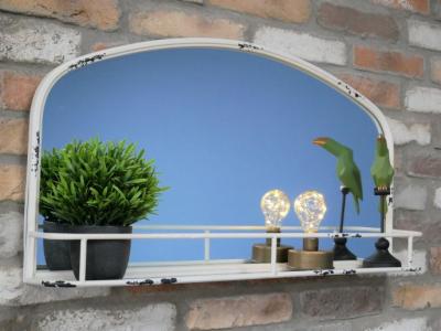 Product photograph of Dutch White Distressed Metal Mirror With Shelf from Choice Furniture Superstore