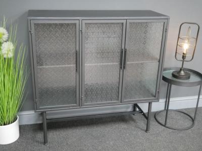 Product photograph of Dutch Metal And Patterned Glass Cabinet from Choice Furniture Superstore