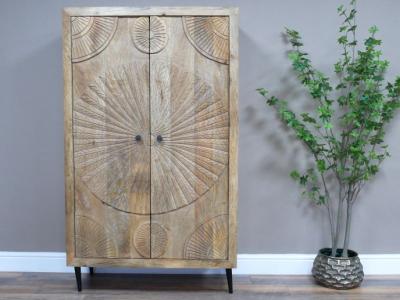 Product photograph of Dutch Mango Wood Tall Carved Cabinet from Choice Furniture Superstore