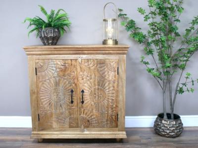 Product photograph of Dutch Mango Wood 2 Door Carved Cabinet - 8976 from Choice Furniture Superstore