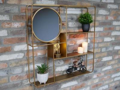 Product photograph of Dutch Metal Wall Unit With Mirror - 6733 from Choice Furniture Superstore