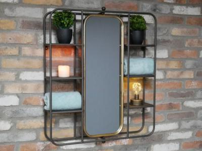 Product photograph of Dutch Metal Wall Unit With Mirror - 6720 from Choice Furniture Superstore