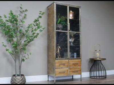 Dutch Wooden 2 Door 4 Drawer Tall Display Cabinet