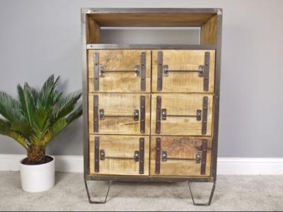 Product photograph of Dutch Industrial 6 Drawer Cabinet from Choice Furniture Superstore