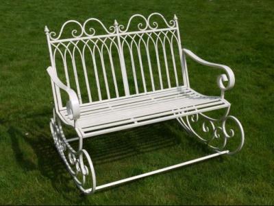 Product photograph of Antique Cream Rocking Bench from Choice Furniture Superstore