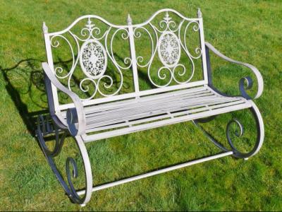 Product photograph of Antique Grey Rocking Bench from Choice Furniture Superstore