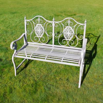 Antique Grey Metal Garden Bench