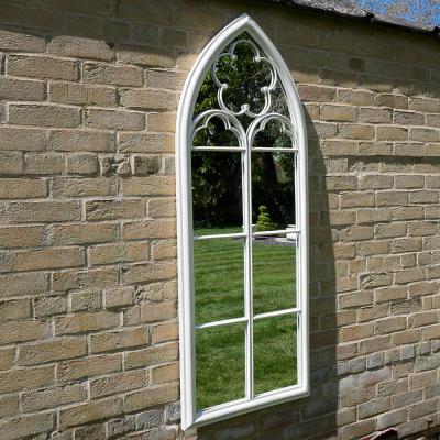 Arch Distressed White Garden Mirror