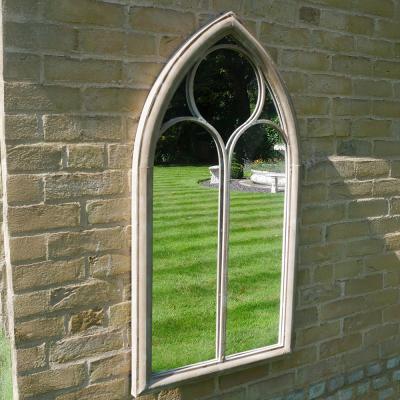 Arch White Metal Garden Mirror
