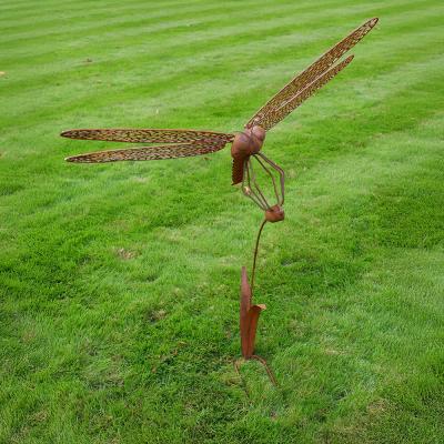 Bronze Metal Garden Dragonfly Statue Set Of 2
