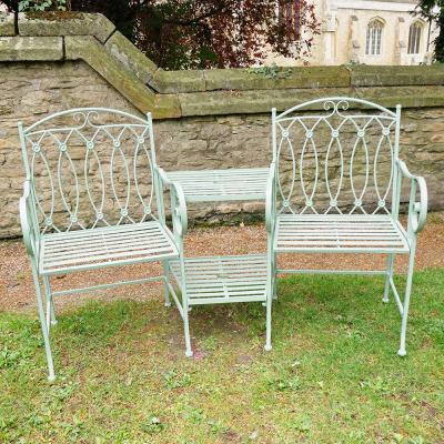 Pistachio Lovers Green Metal Garden Bench