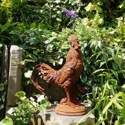 Rusty Large Cockerel Garden Statue