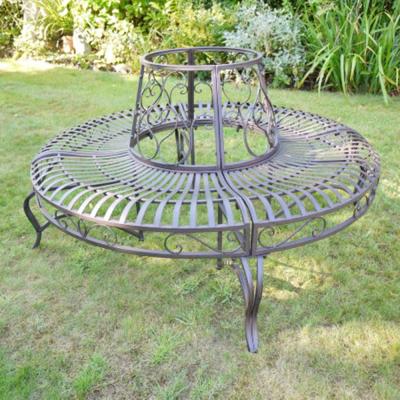 Black Metal Garden Tree Bench