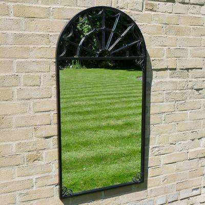 Arch Black Metal Garden Mirror
