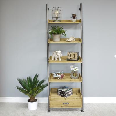 Dutch Wooden 1 Drawer Ladder Shelving Unit