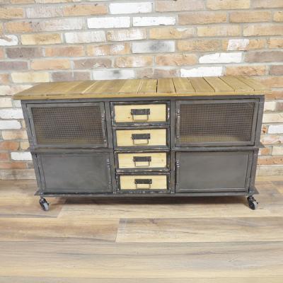 Dutch Industrial 4 Door Sideboard On Wheels