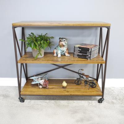 Dutch Industrial Wood And Metal Shelves On Wheels